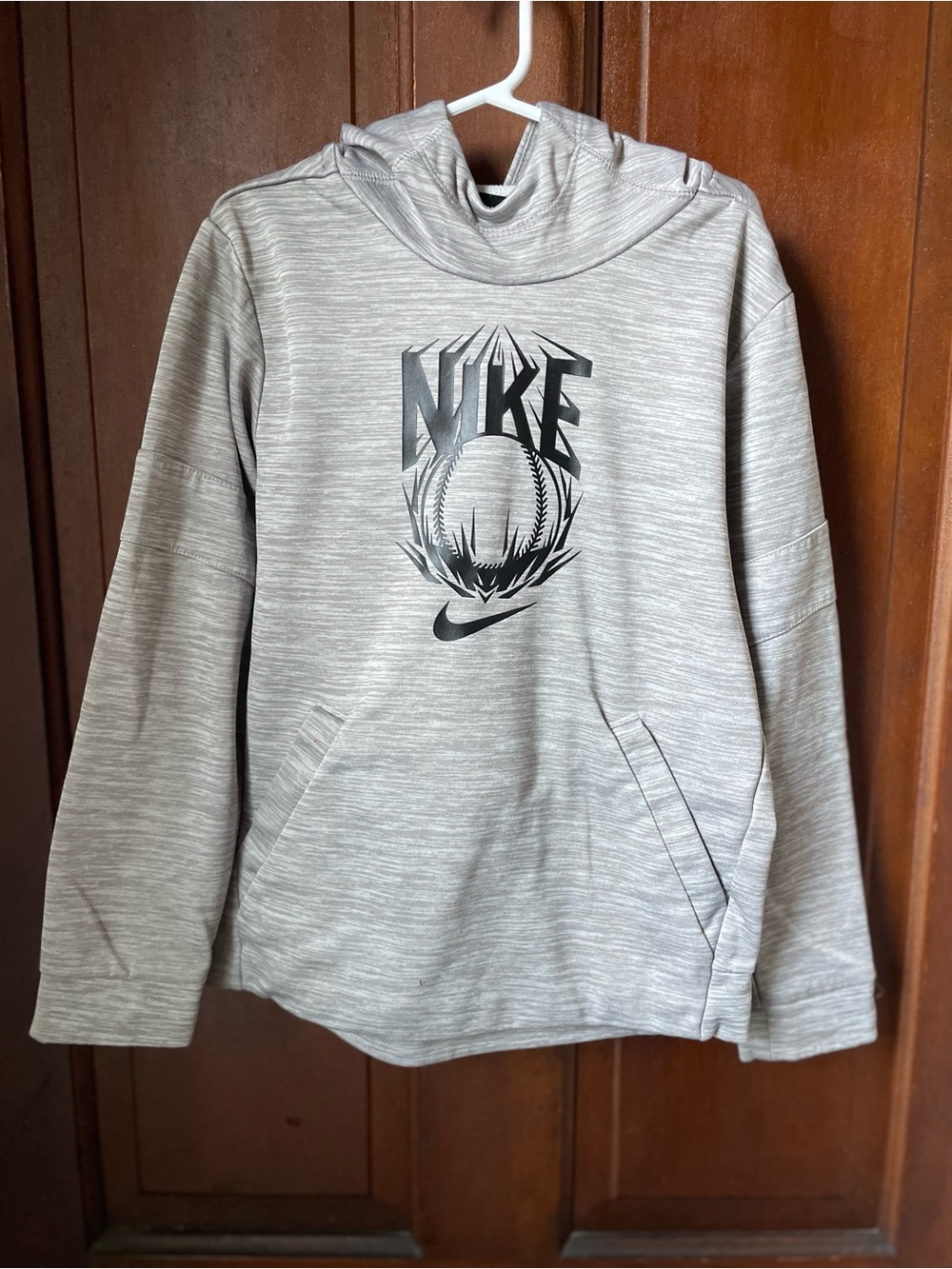 Nike dri fit boys small gray athletic hoodie